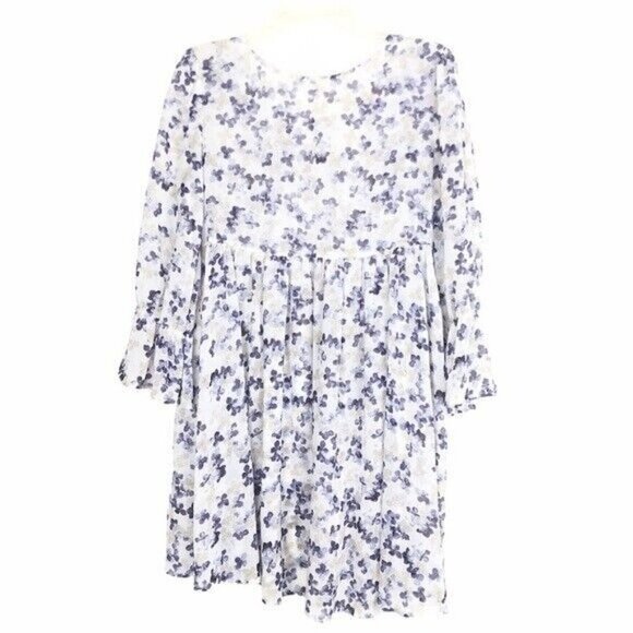 Free People Sheer Floral Babydoll Tunic Dress Flutter Sleeves Size S Purple - Picture 2 of 8